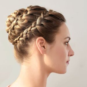 braided crown hairstyles at Galway Races